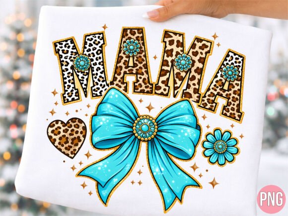 Cheetah Mama Teal Ribbon Bow PNG T-shirt