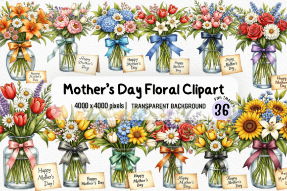 Creative Uses for Mother’s Day Floral Bouquet Clipart PNG in Modern Design