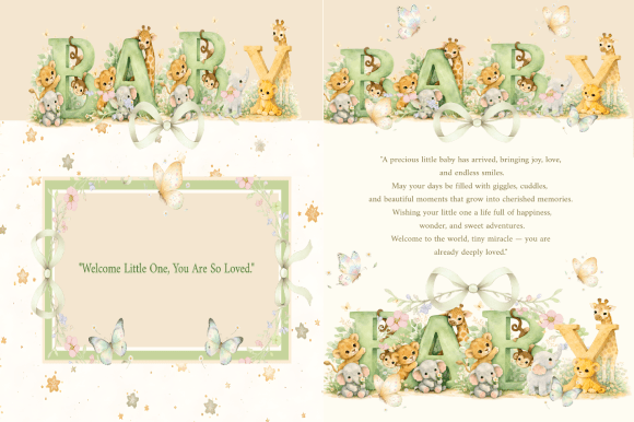 Cute Baby Card with Watercolor Animals