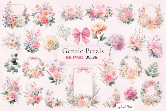Elevate Your Designs with the Gentle Petals Floral Clipart Bundle