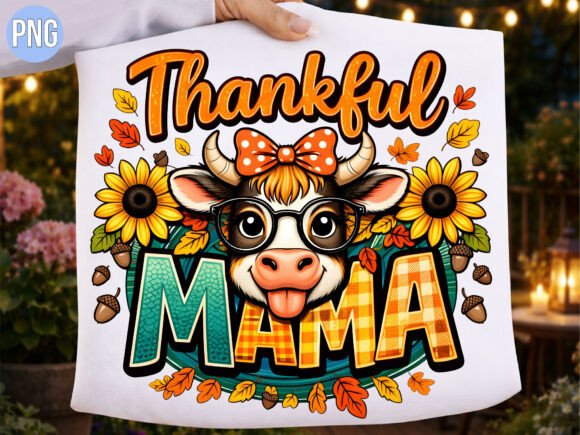 Embrace Autumn Warmth with the Fall Thankful Highland Cow Mama PNG
