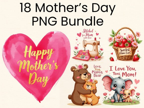 Mother's Day PNG Bundle: Floral Mom Clipart