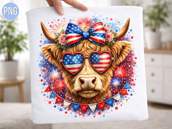 Patriotic Highland Cow Floral Design Guide