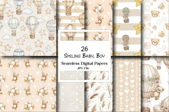 Smiling Baby, Boy Seamless Pattern: A Versatile Design Resource for Modern Creators
