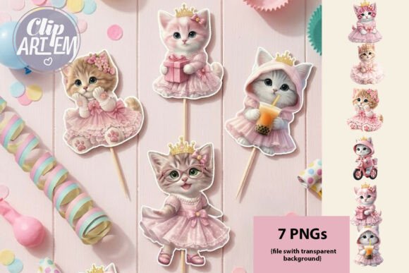 Strategic Branding with 7 Pink Princess Kitten Clip Art PNG for High-Impact Visuals