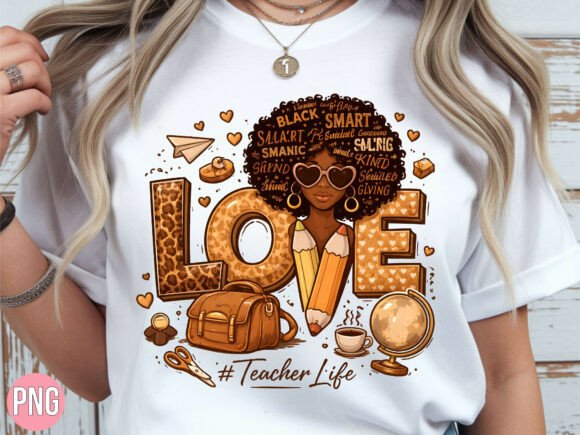 Teacher Life Love Afro PNG T-shirt: A Vibrant Digital Design for Creative Expression